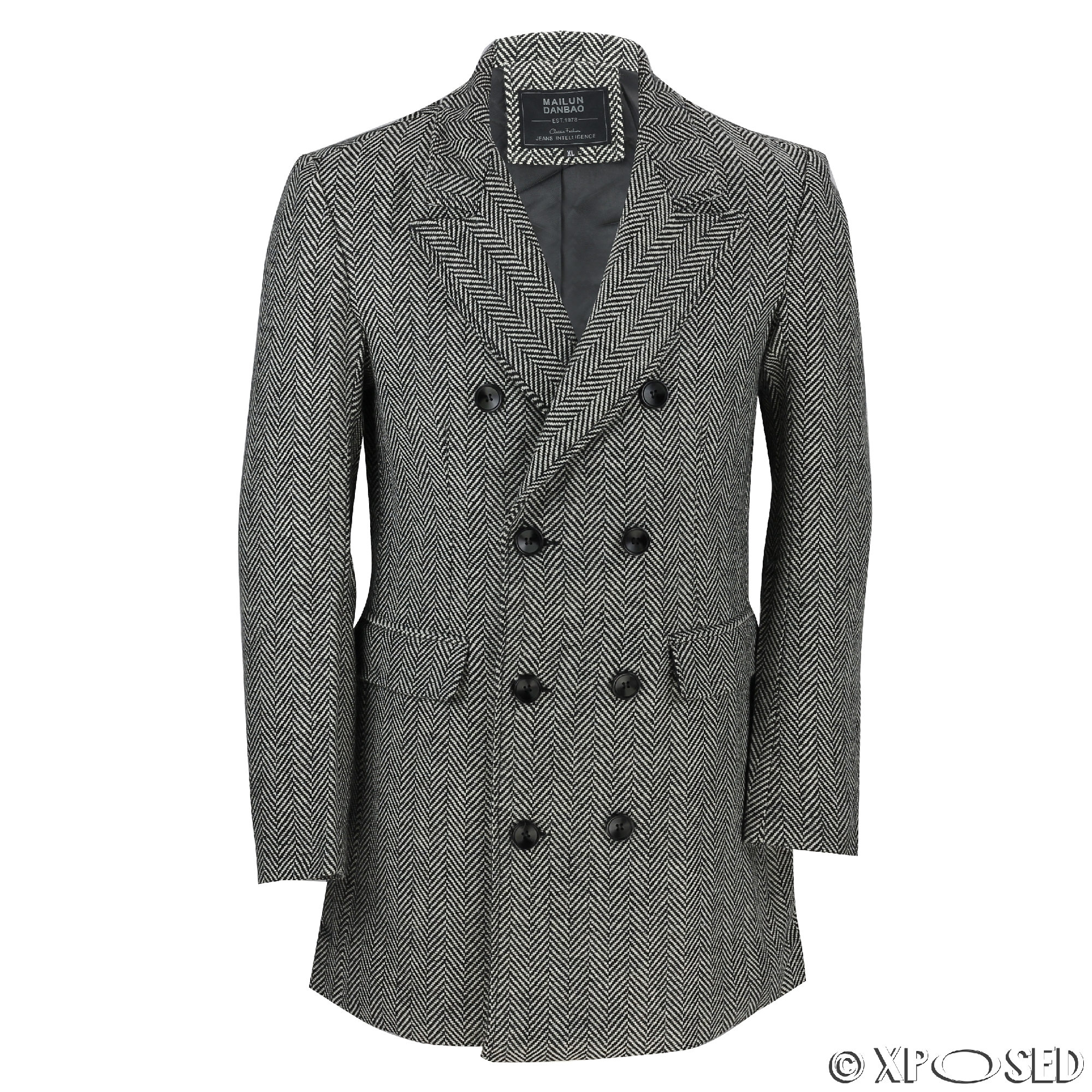 Charcoal Herringbone Harris Tweed Coat